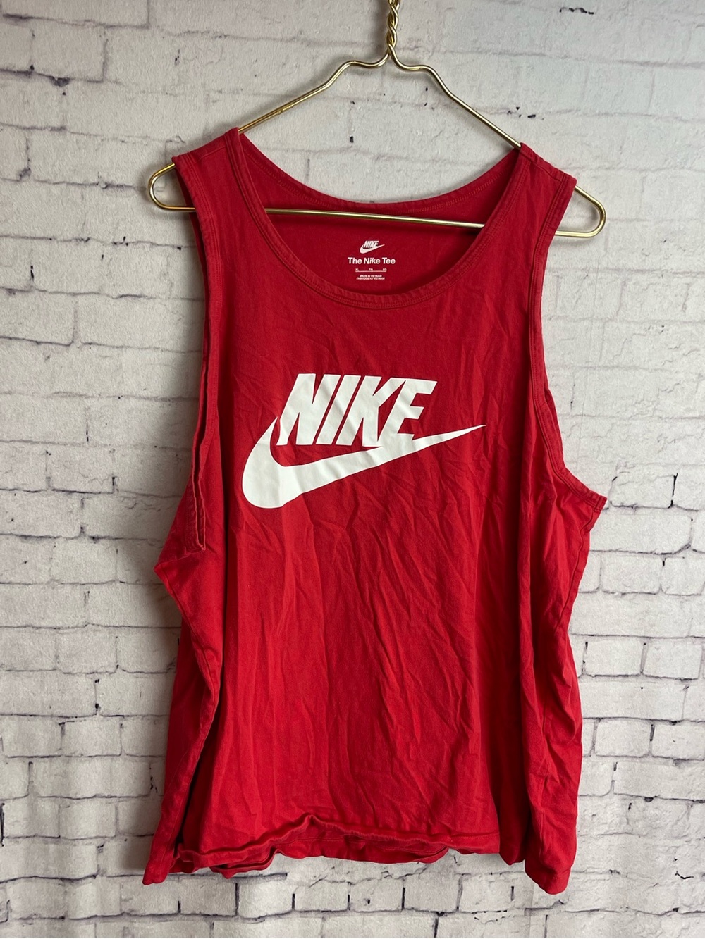 Nike men’s size XL red tank top white swoosh NIKE